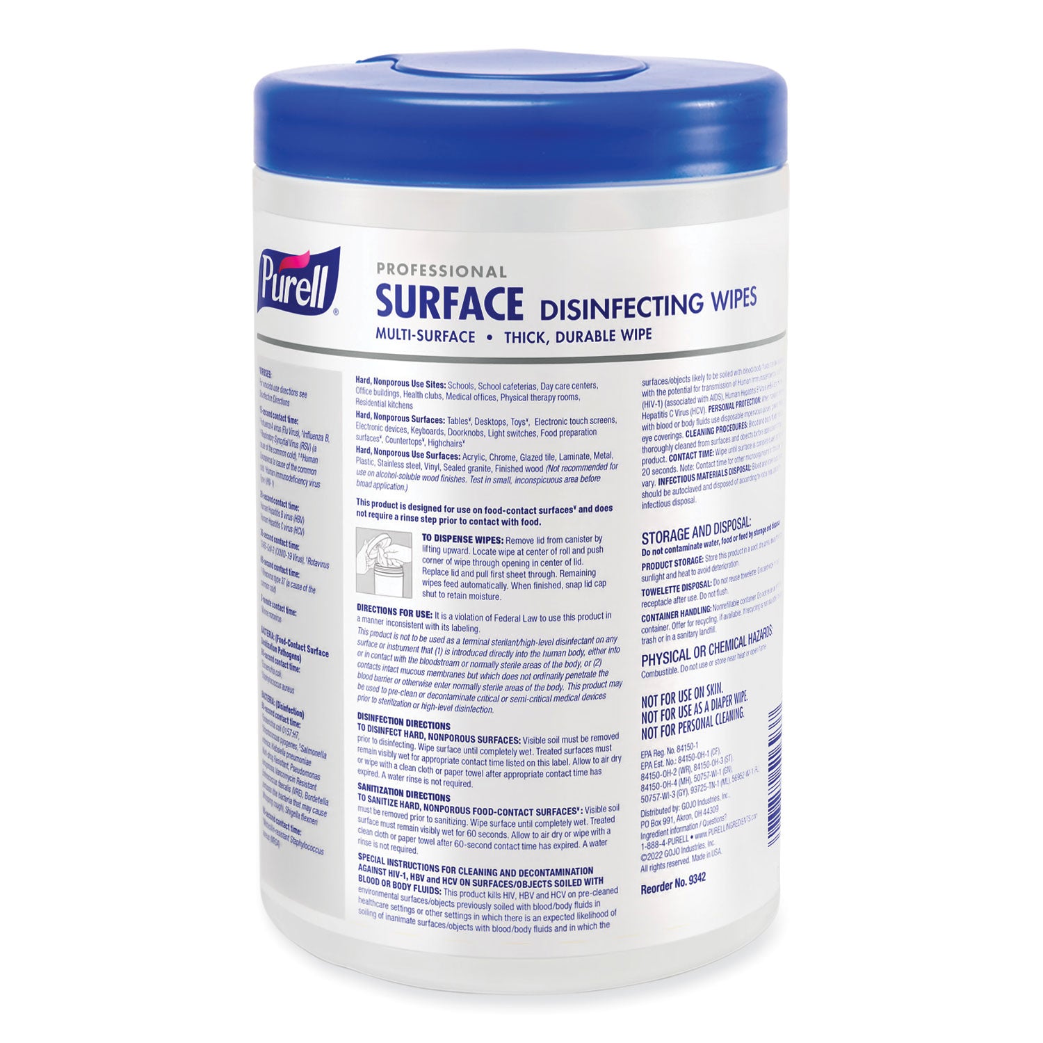 professional-surface-disinfecting-wipes-1-ply-7-x-8-fresh-citrus-white-110-canister-6-canisters-carton_goj934206ct - 3