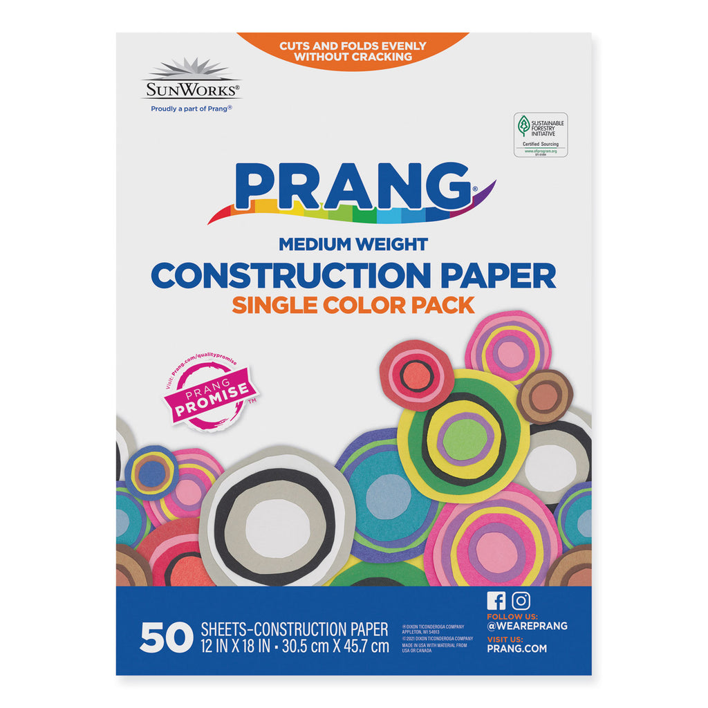 SunWorks Construction Paper, 50 lb Text Weight, 12 x 18, Red, 50/Pack