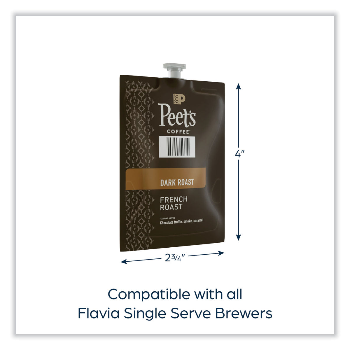 FLAVIA Ground Coffee Freshpacks, French Roast, 0.35 oz Freshpack, 76/Carton