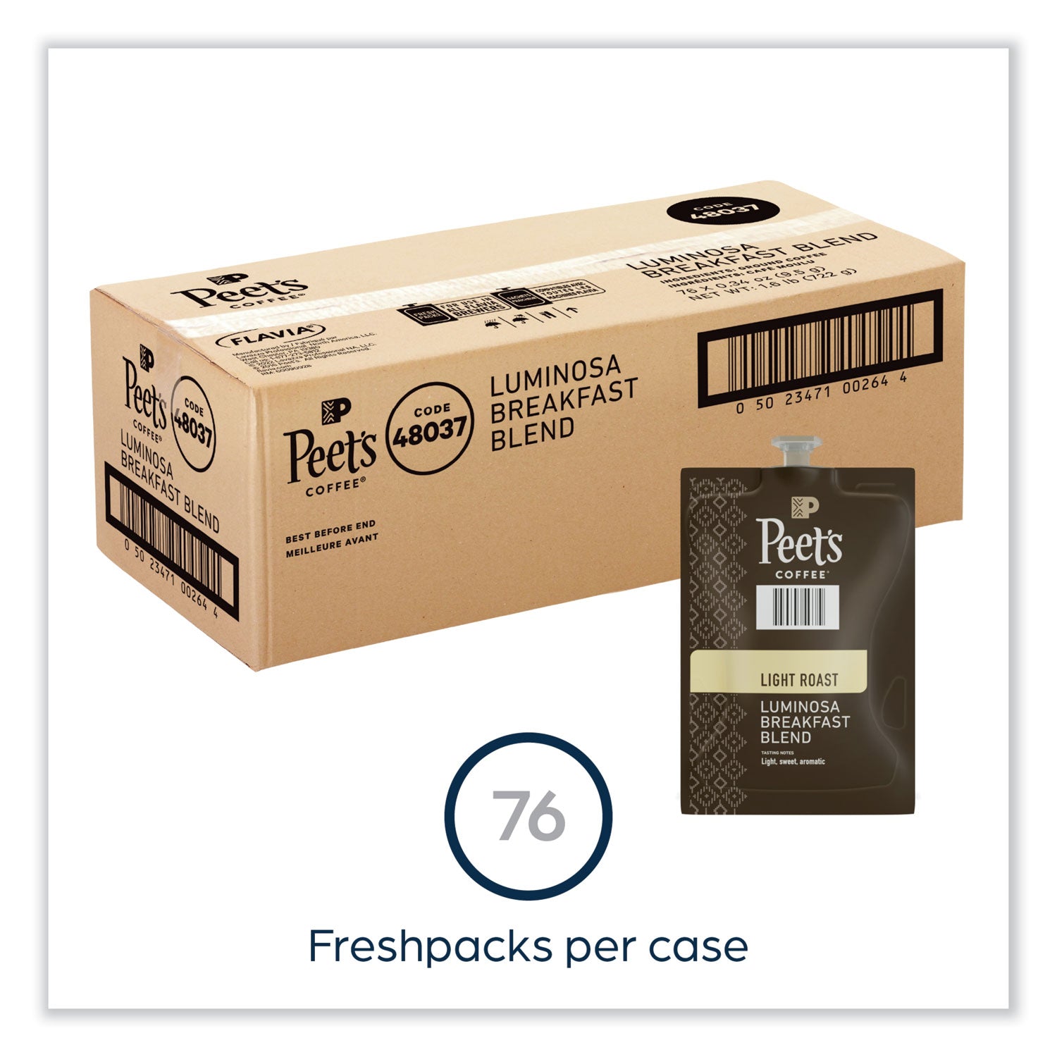 FLAVIA Ground Coffee Freshpacks, Colombia Luminosa, 0.34 oz Freshpack, 76/Carton