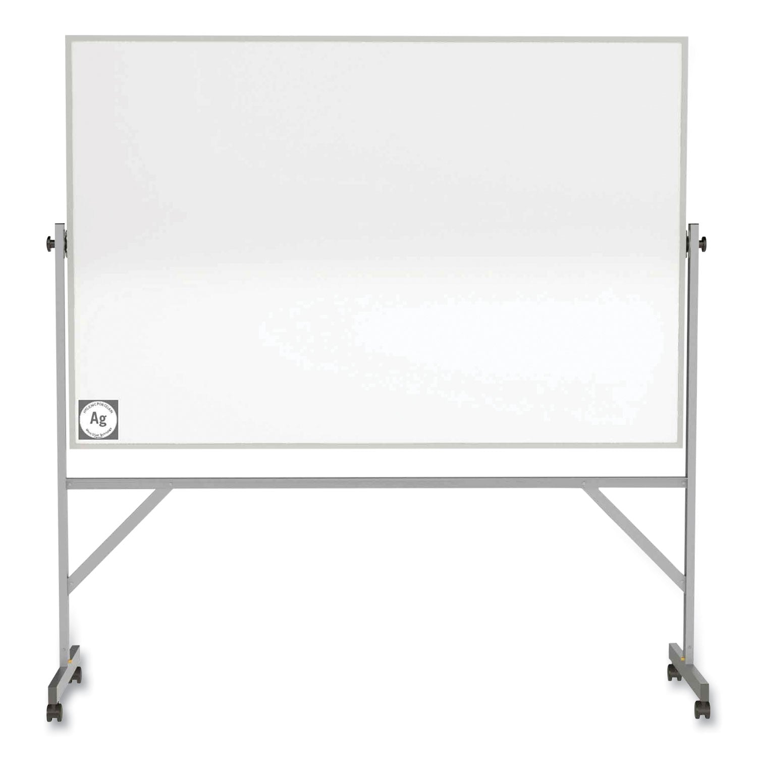 Reversible Magnetic Hygienic Porcelain Whiteboard, Satin Aluminum Frame/Stand, 96 x 48, White Surface, Ships in 7-10 Bus Days