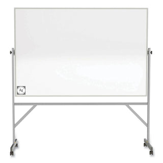 Reversible Magnetic Hygienic Porcelain Whiteboard, Satin Aluminum Frame/Stand, 96 x 48, White Surface, Ships in 7-10 Bus Days