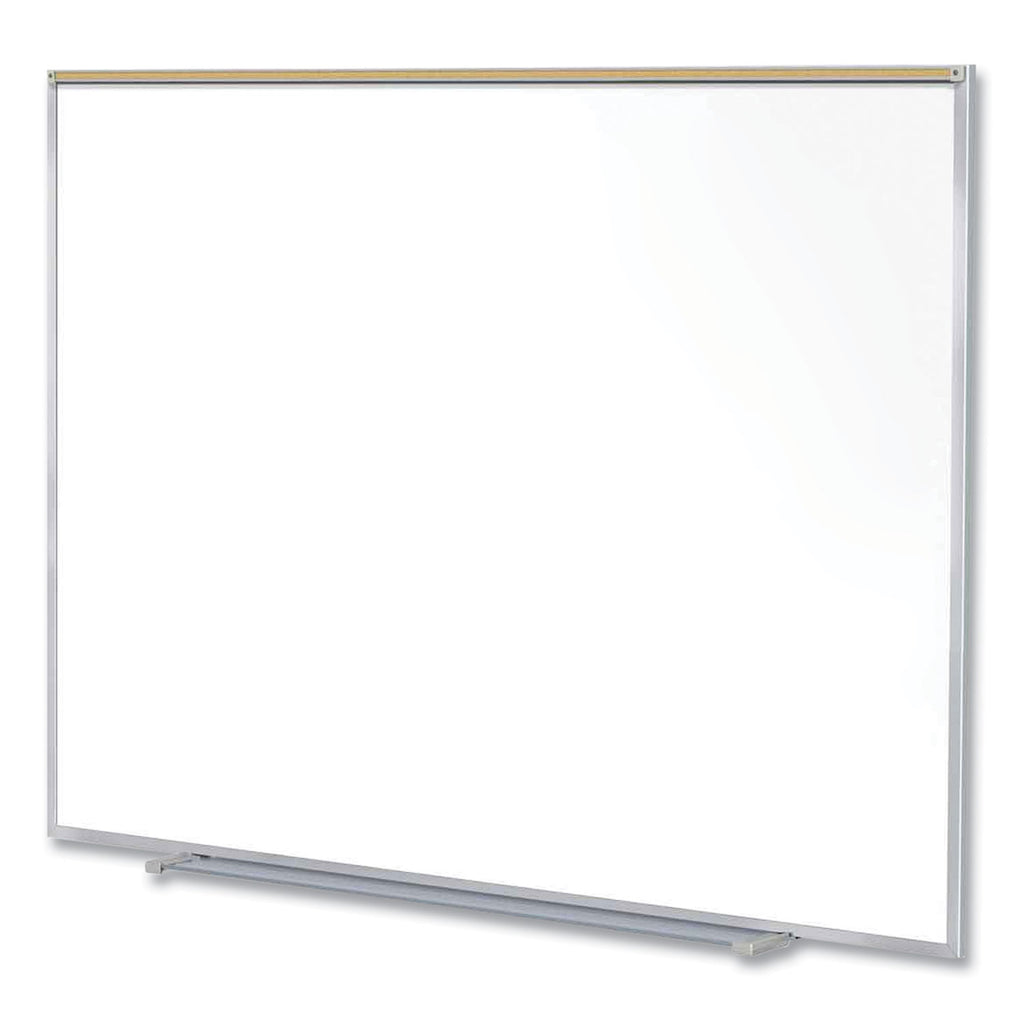 Magnetic Porcelain Whiteboard w/Satin Aluminum Frame and Map Rail, 72.5 x 60.47, White Surface, Ships in 7-10 Business Days
