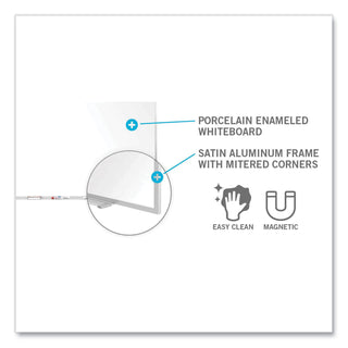 Magnetic Porcelain Whiteboard with Satin Aluminum Frame and Map Rail, 96.53 x 60.47, White Surface, Ships in 7-10 Bus Days