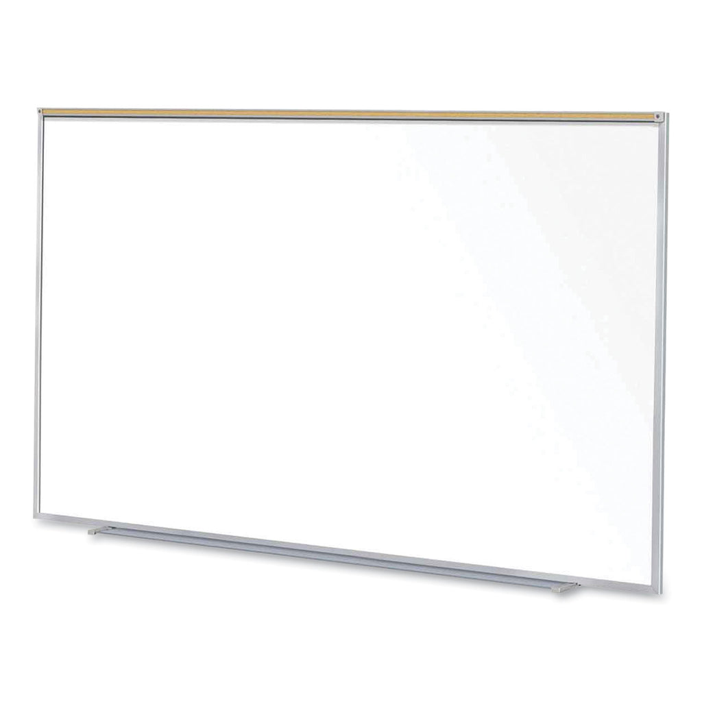 Magnetic Porcelain Whiteboard with Satin Aluminum Frame and Map Rail, 96.53 x 60.47, White Surface, Ships in 7-10 Bus Days