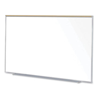 Magnetic Porcelain Whiteboard with Satin Aluminum Frame and Map Rail, 96.53 x 60.47, White Surface, Ships in 7-10 Bus Days