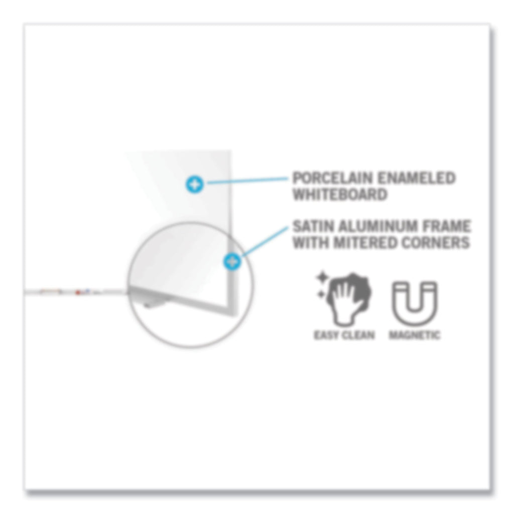 Magnetic Porcelain Whiteboard with Aluminum Frame, 120.59 x 60.47, White Surface, Satin Aluminum Frame,Ships in 7-10 Bus Days