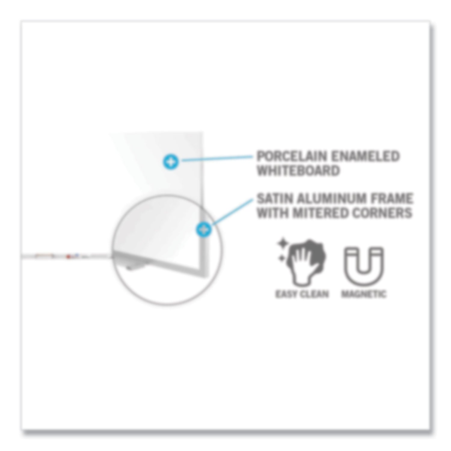 Magnetic Porcelain Whiteboard with Aluminum Frame, 120.59 x 60.47, White Surface, Satin Aluminum Frame,Ships in 7-10 Bus Days