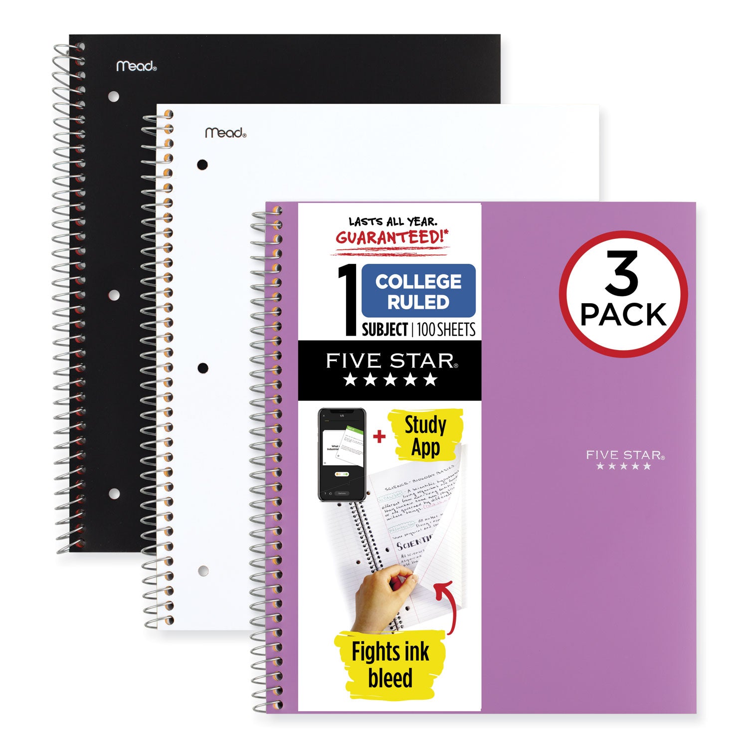 wirebound-notebook-with-two-pockets-1-subject-medium-college-rule-assorted-cover-color-100-11-x-85-sheets-3-pack_mea820188 - 1