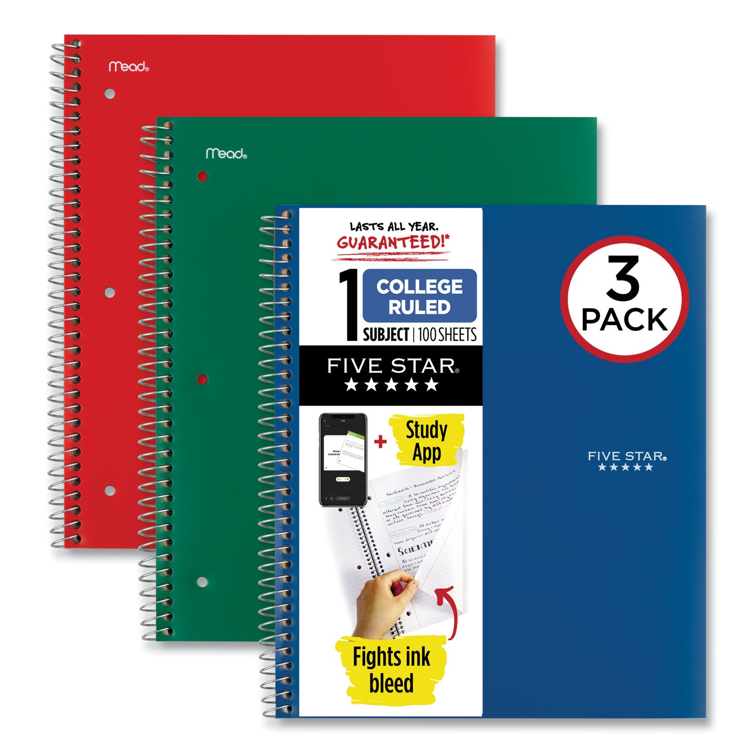 wirebound-notebook-with-two-pockets-1-subject-medium-college-rule-assorted-cover-color-100-11-x-85-sheets-3-pack_mea820189 - 1