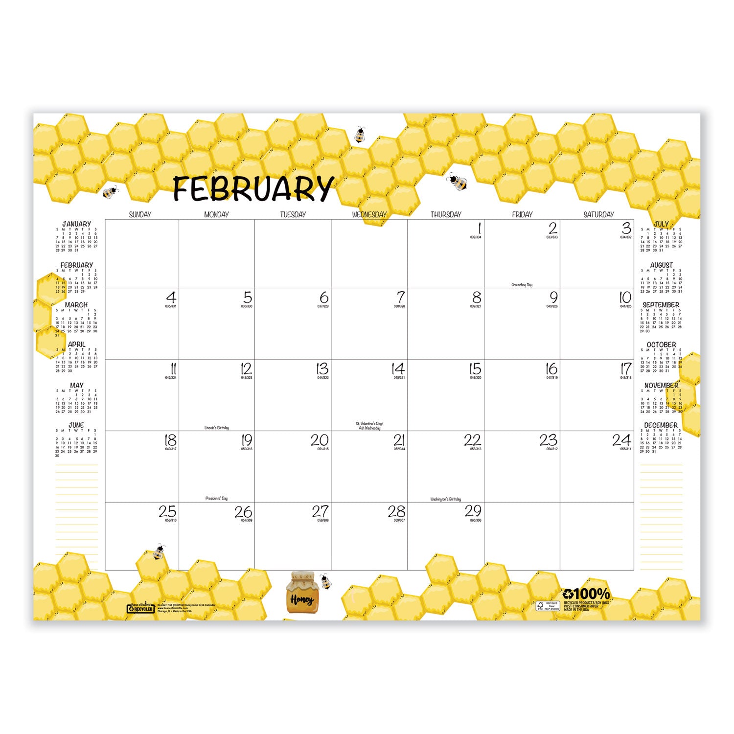 recycled-honeycomb-desk-pad-calendar-22-x-17-white-multicolor-sheets-brown-corners-12-month-jan-to-dec-2024_hod156 - 3