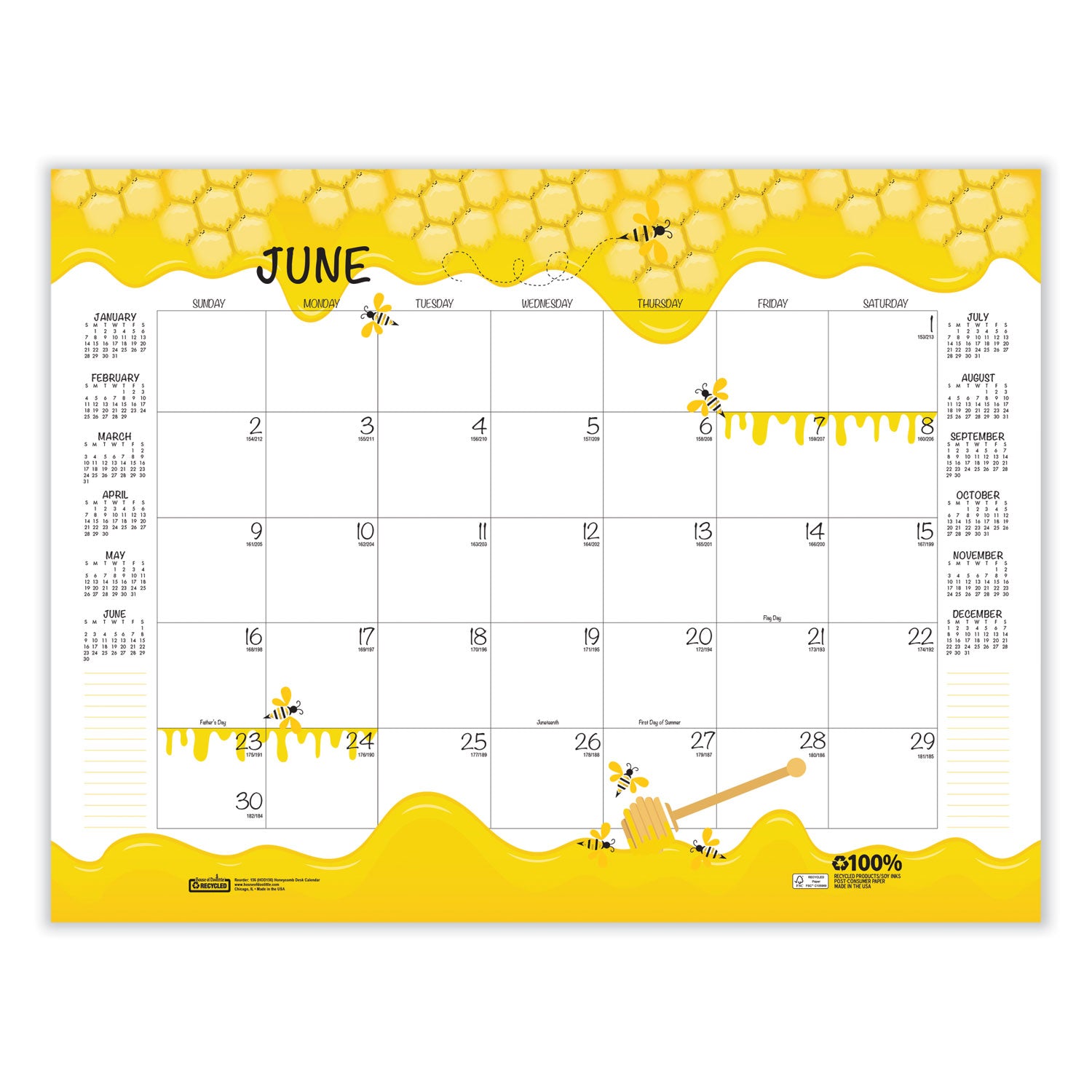 recycled-honeycomb-desk-pad-calendar-22-x-17-white-multicolor-sheets-brown-corners-12-month-jan-to-dec-2024_hod156 - 7