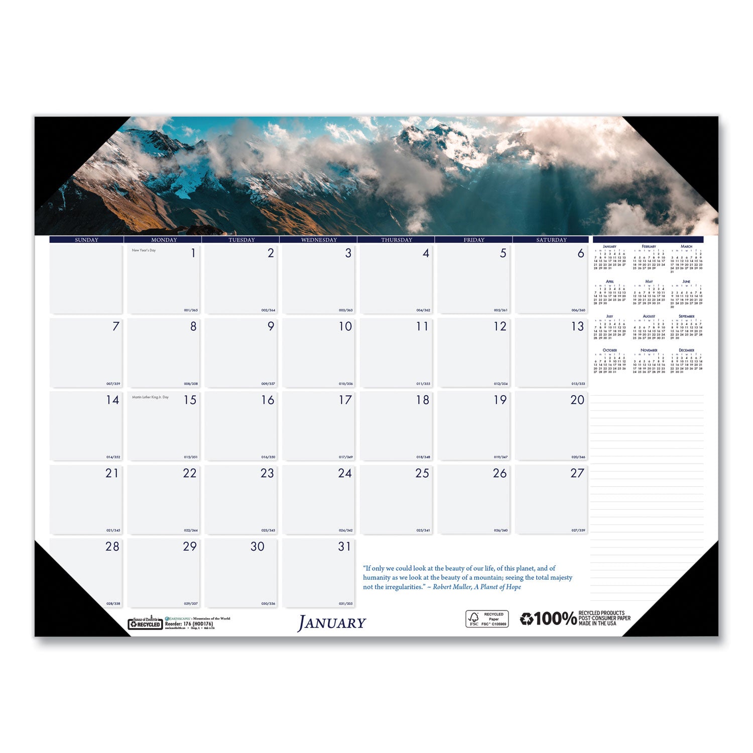 earthscapes-recycled-monthly-desk-pad-calendar-mountains-of-the-world-photos-22-x-17-black-corners12-monthjan-dec-2024_hod176 - 2