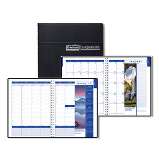 Earthscapes Recycled Weekly/Monthly Appointment Book, Landscape Photos, 11 x 8.5, Black Soft Cover, 12-Month (Jan-Dec): 2024
