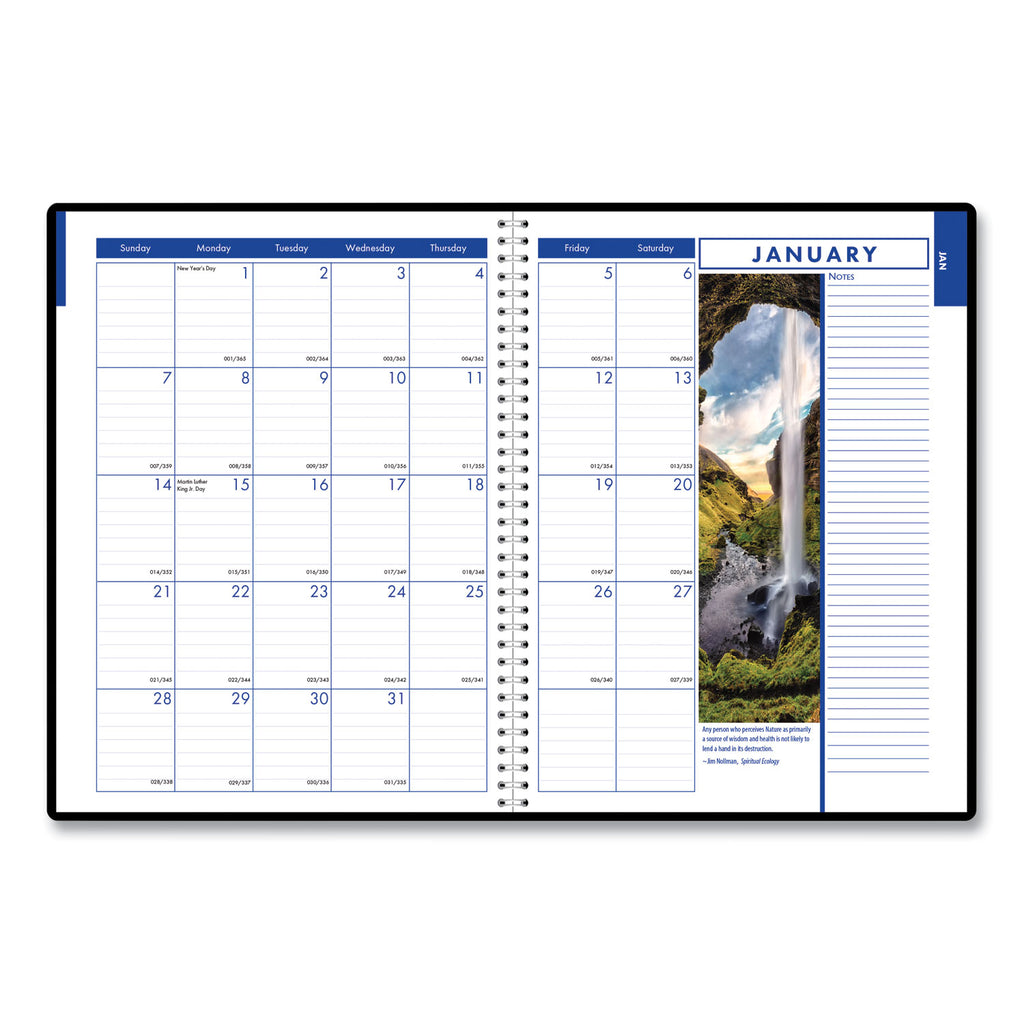 Earthscapes Recycled Weekly/Monthly Appointment Book, Landscape Photos, 11 x 8.5, Black Soft Cover, 12-Month (Jan-Dec): 2024