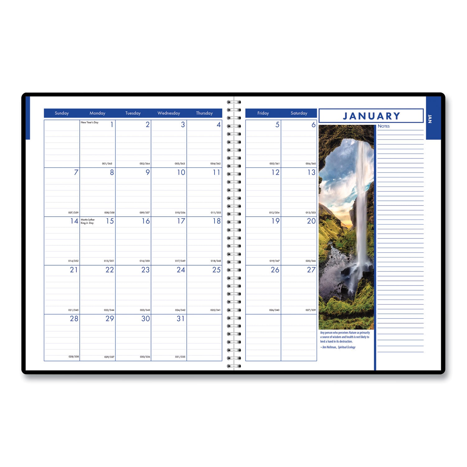 Earthscapes Recycled Weekly/Monthly Appointment Book, Landscape Photos, 11 x 8.5, Black Soft Cover, 12-Month (Jan-Dec): 2024