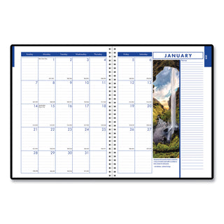 Earthscapes Recycled Weekly/Monthly Appointment Book, Landscape Photos, 11 x 8.5, Black Soft Cover, 12-Month (Jan-Dec): 2024