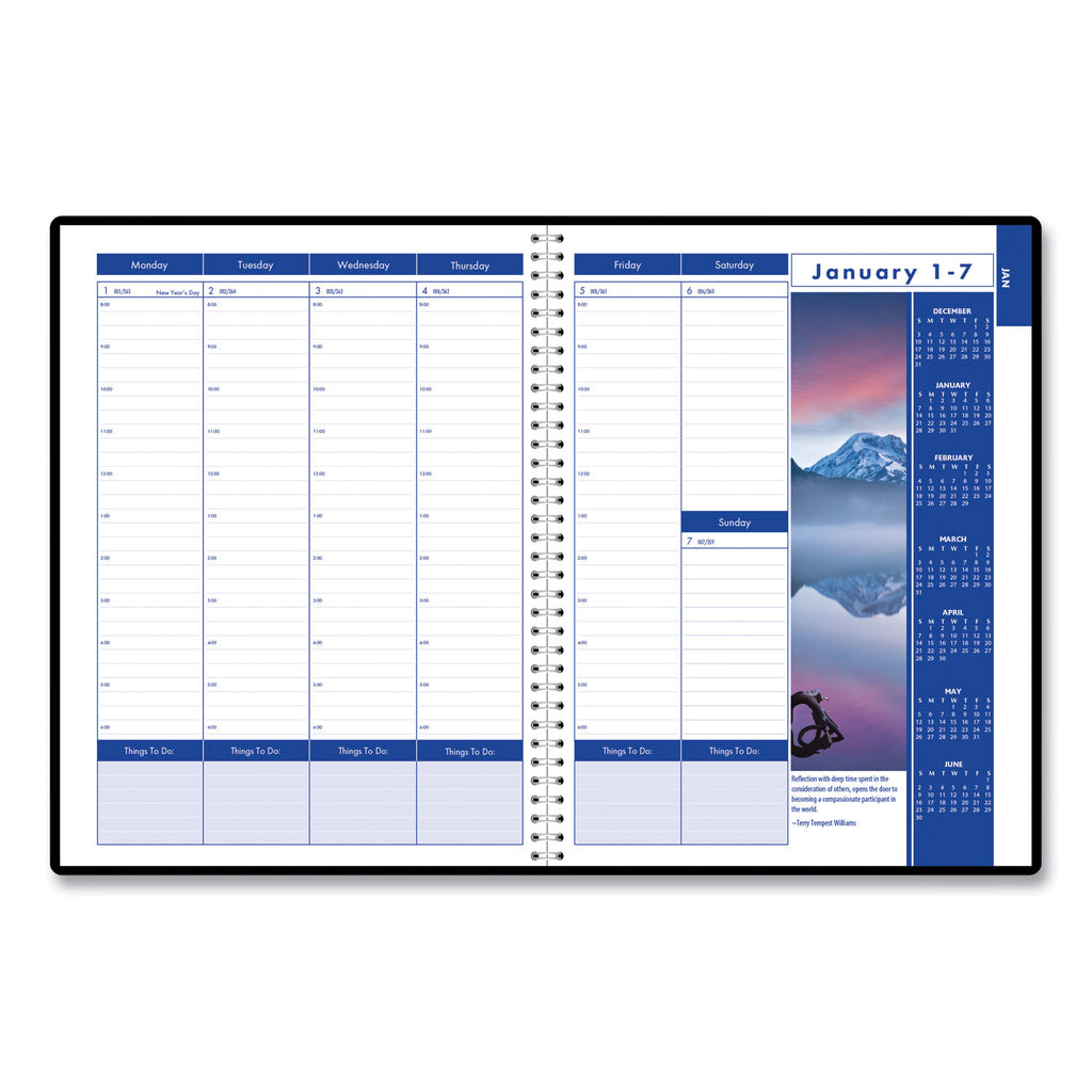 Earthscapes Recycled Weekly/Monthly Appointment Book, Landscape Photos, 11 x 8.5, Black Soft Cover, 12-Month (Jan-Dec): 2024