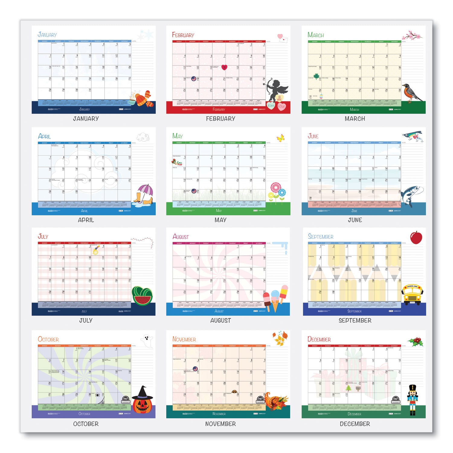 recycled-desk-pad-calendar-illustrated-seasons-artwork-22-x-17-black-binding-corners12-month-jan-to-dec-2024_hod139 - 4
