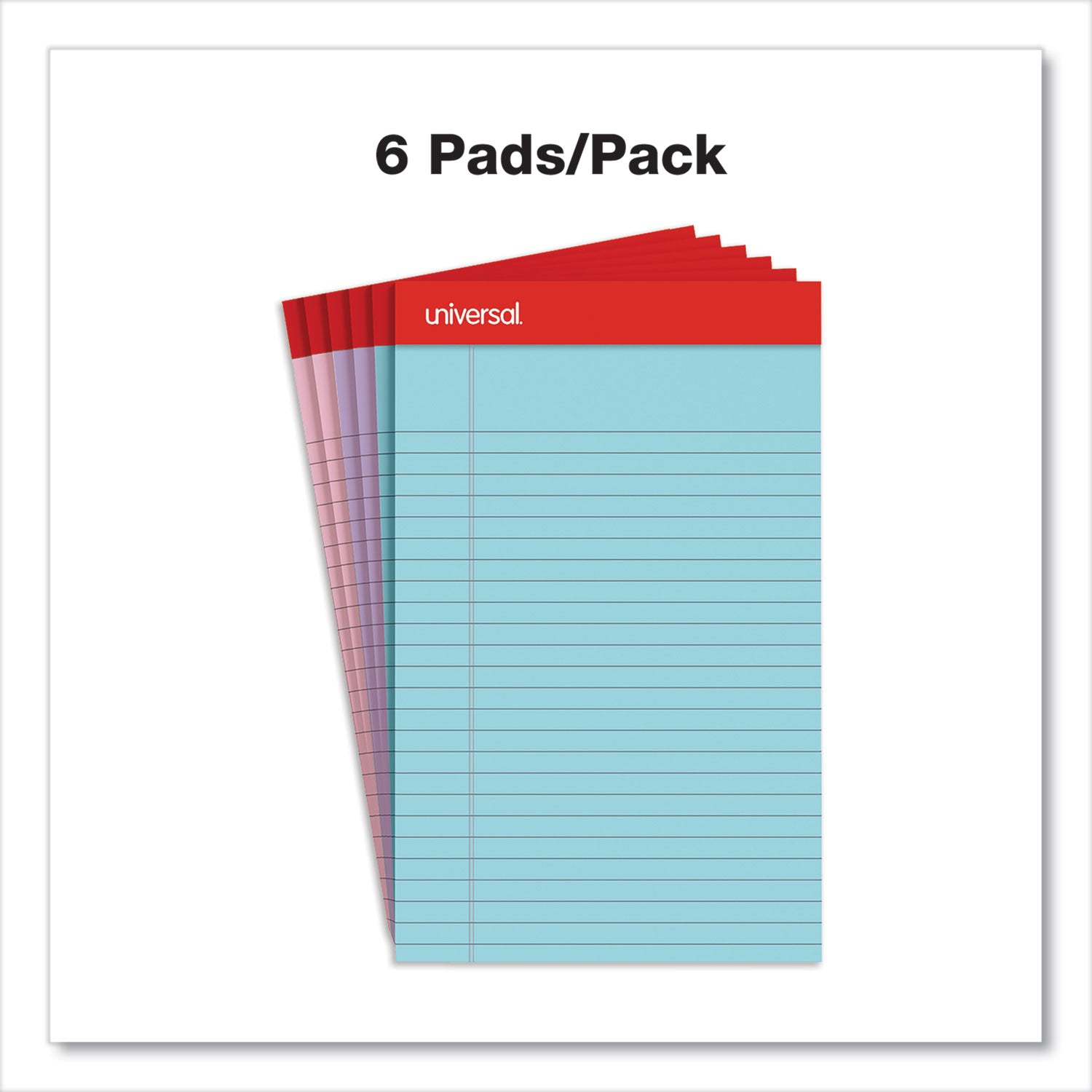 perforated-ruled-writing-pads-narrow-rule-red-headband-50-assorted-pastels-5-x-8-sheets-6-pack_unv63016 - 3