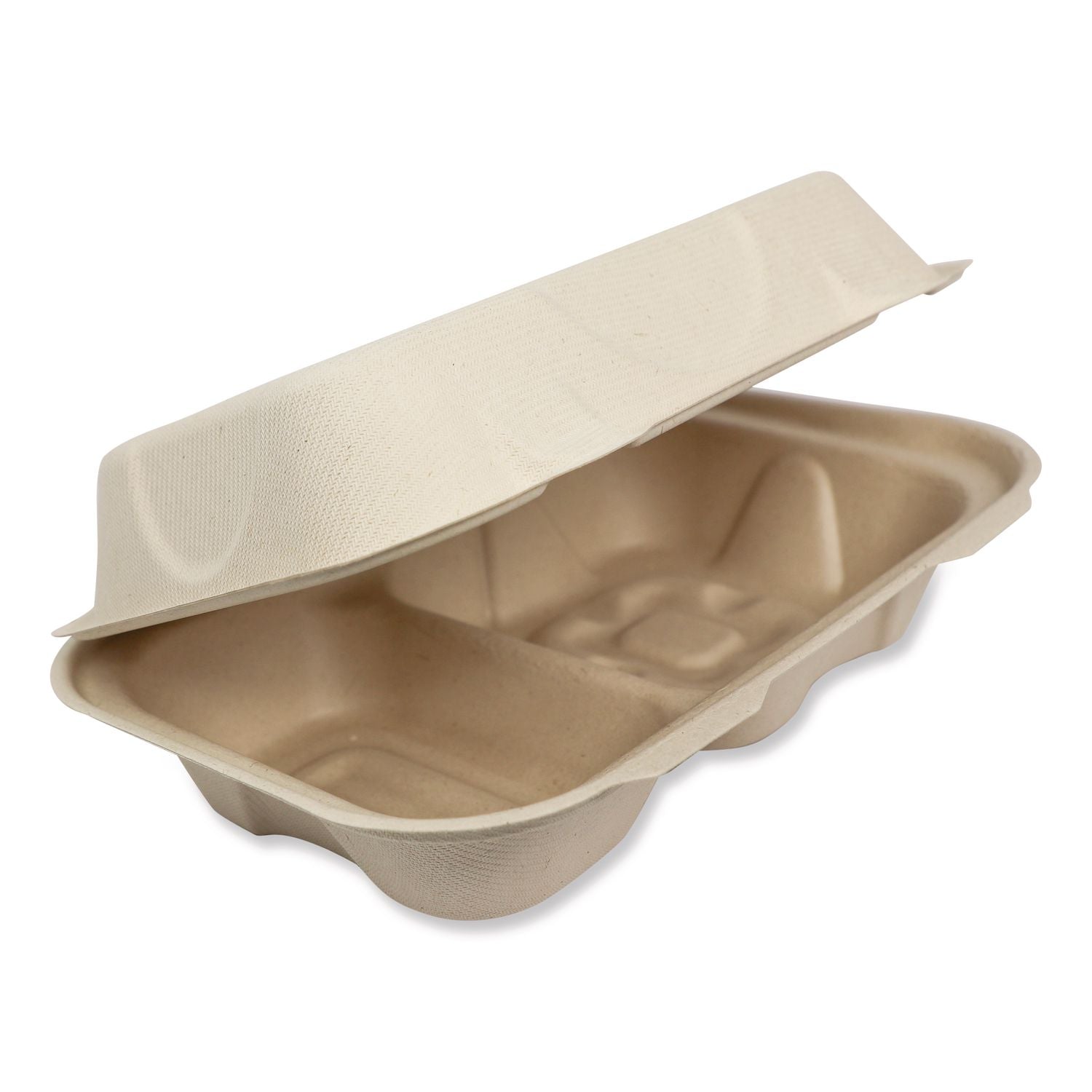 Fiber Hinged Containers, Hoagie Box, 9.2 x 6.4 x 3, Natural, Paper, 500/Carton