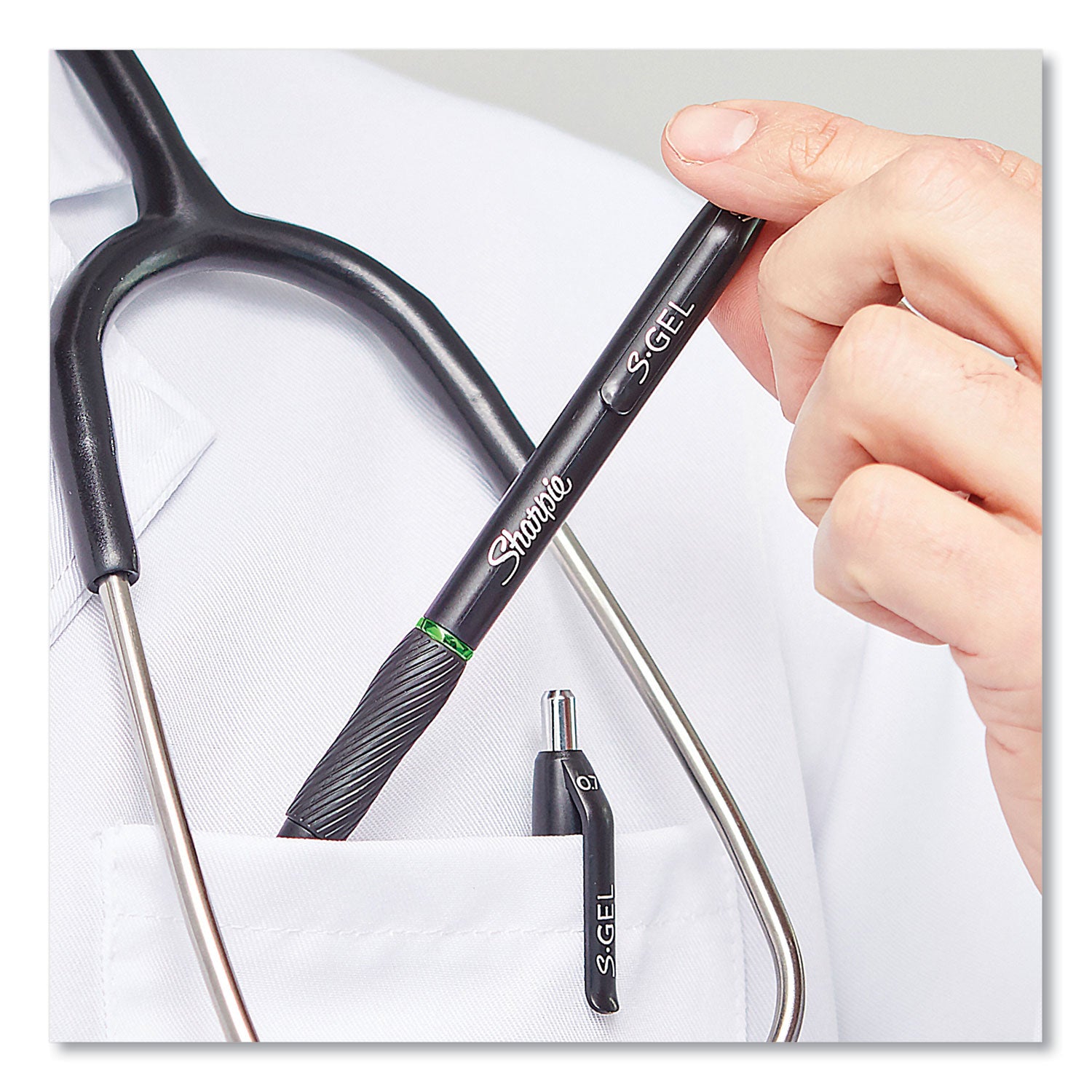 s-gel-high-performance-gel-pen-retractable-medium-07-mm-green-ink-black-barrel-dozen_san2126216 - 3