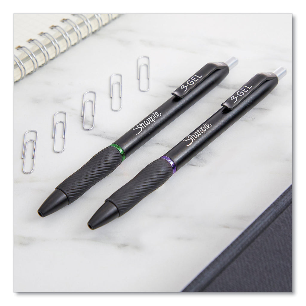 S-Gel High-Performance Gel Pen, Retractable, Medium 0.7 mm, Purple Ink, Black Barrel, Dozen