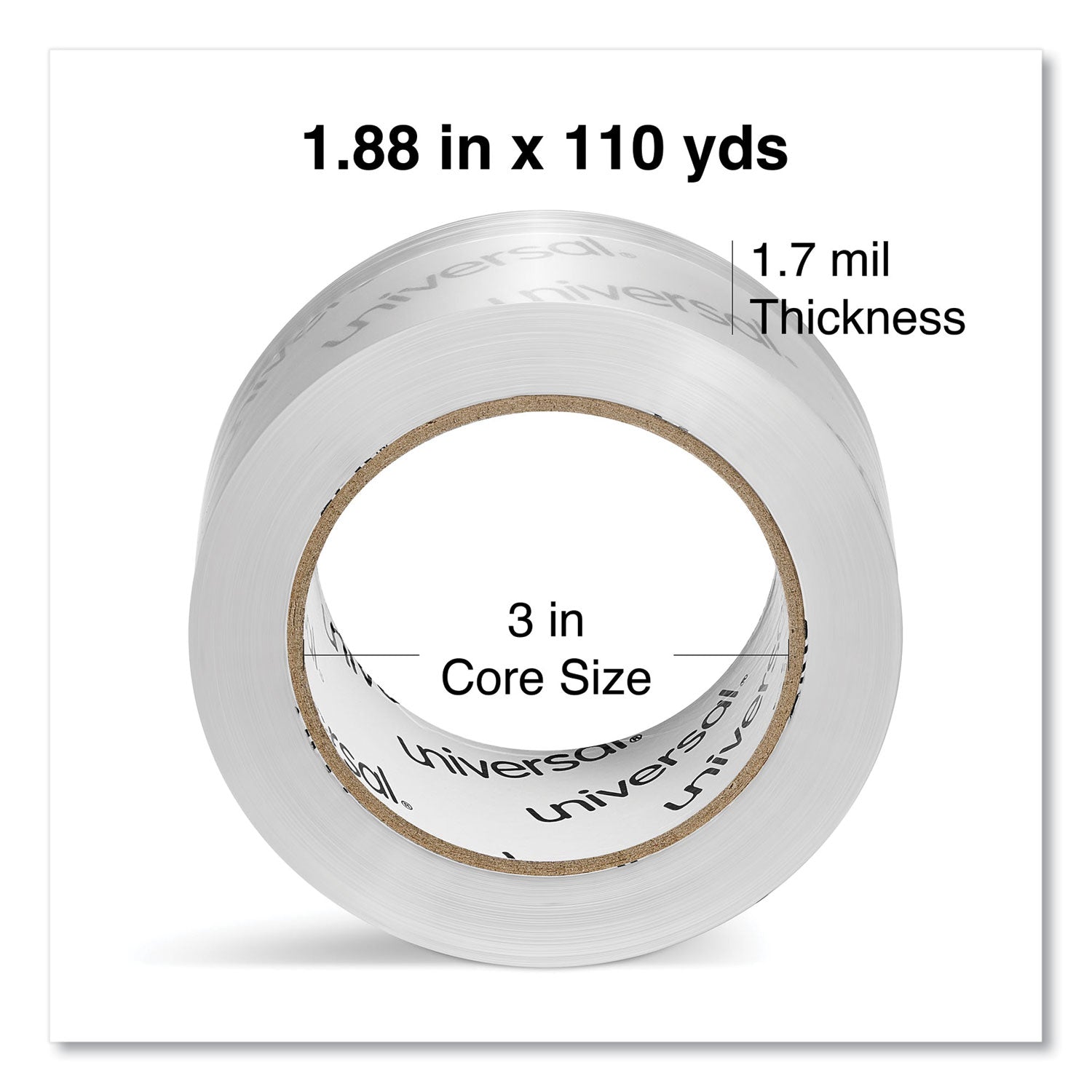 Deluxe General-Purpose Acrylic Box Sealing Tape, 3" Core, 1.88" x 109 yds, Clear, 12/Pack - 