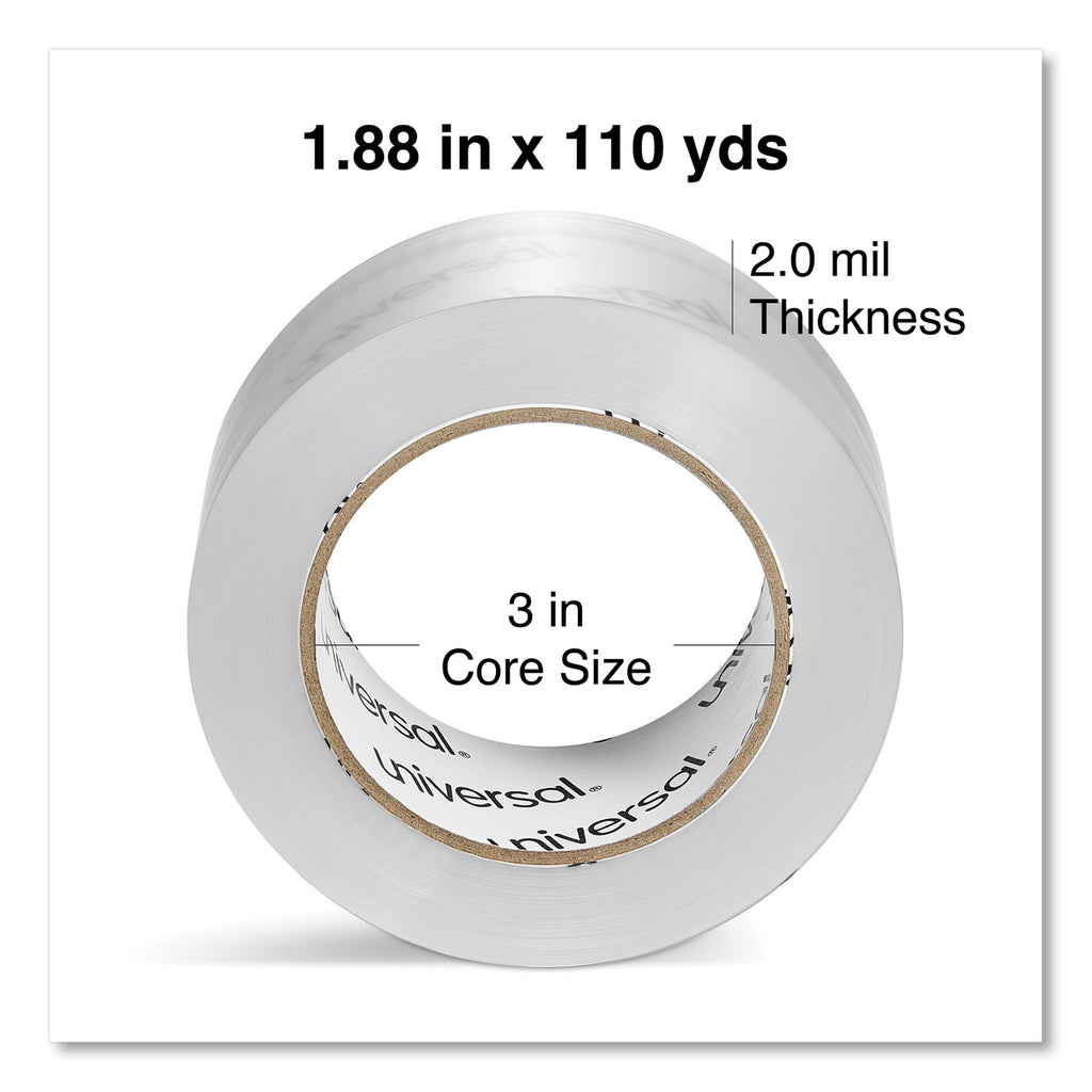 Quiet Tape Box Sealing Tape, 3" Core, 1.88" x 109 yds, Clear, 6/Pack - 
