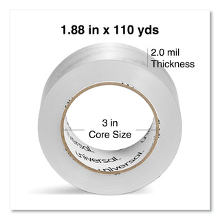 Quiet Tape Box Sealing Tape, 3" Core, 1.88" x 109 yds, Clear, 6/Pack - 
