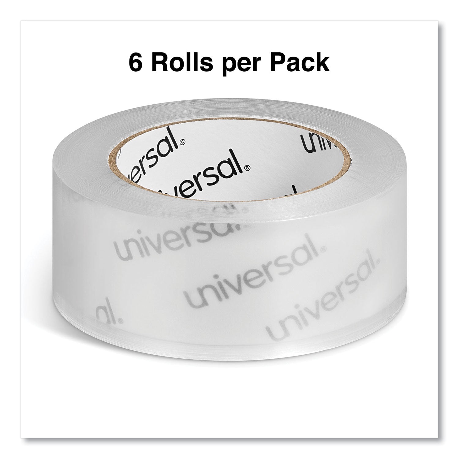 Quiet Tape Box Sealing Tape, 3" Core, 1.88" x 109 yds, Clear, 6/Pack - 