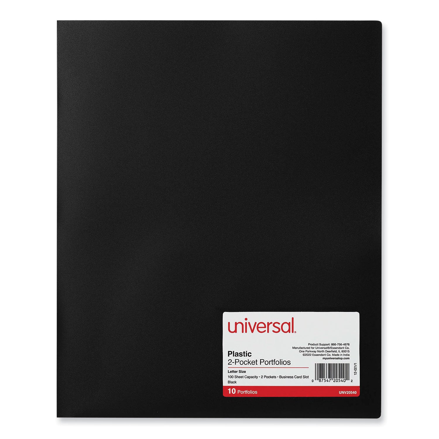 two-pocket-plastic-folders-100-sheet-capacity-11-x-85-black-10-pack_unv20540 - 1