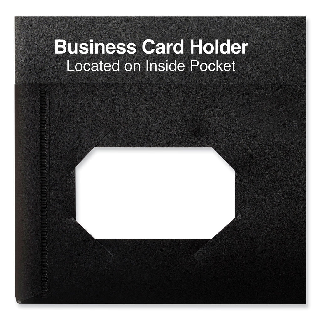 Two-Pocket Plastic Folders, 100-Sheet Capacity, 11 x 8.5, Black, 10/Pack