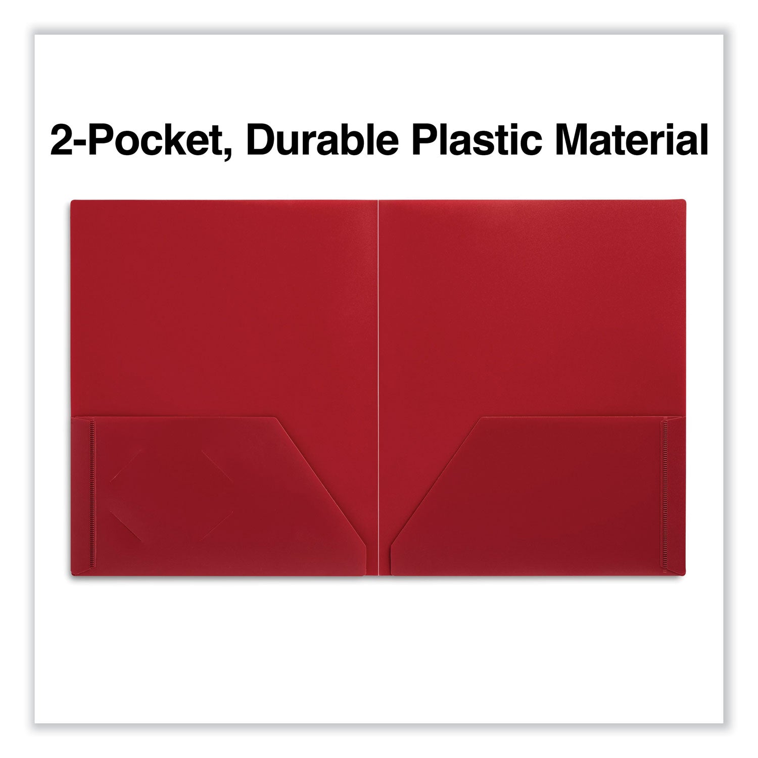 Two-Pocket Plastic Folders, 100-Sheet Capacity, 11 x 8.5, Red, 10/Pack