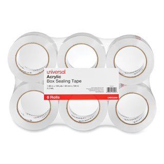 Deluxe General-Purpose Acrylic Box Sealing Tape, 2 mil, 3" Core, 1.88" x 109 yds, Clear, 6/Pack - 