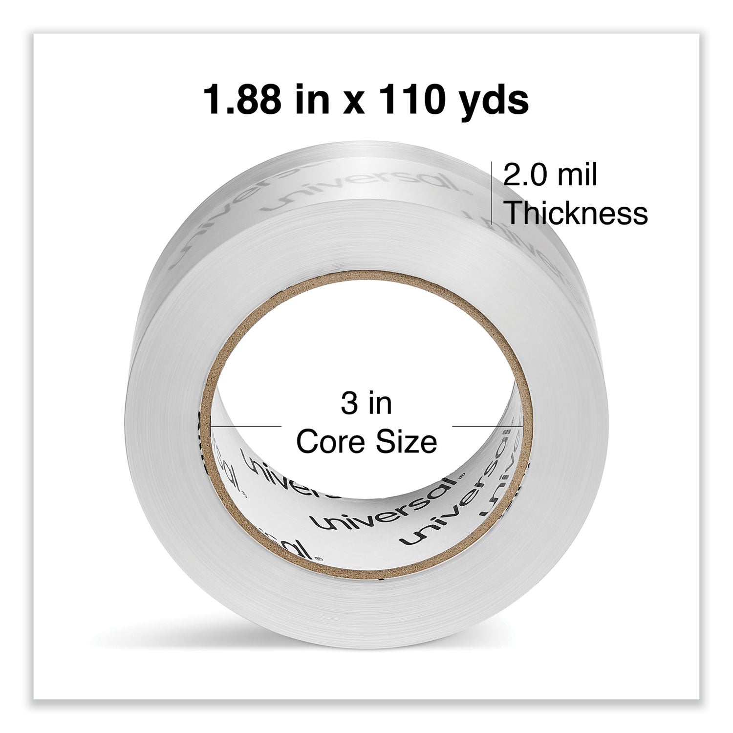 Deluxe General-Purpose Acrylic Box Sealing Tape, 2 mil, 3" Core, 1.88" x 109 yds, Clear, 6/Pack - 