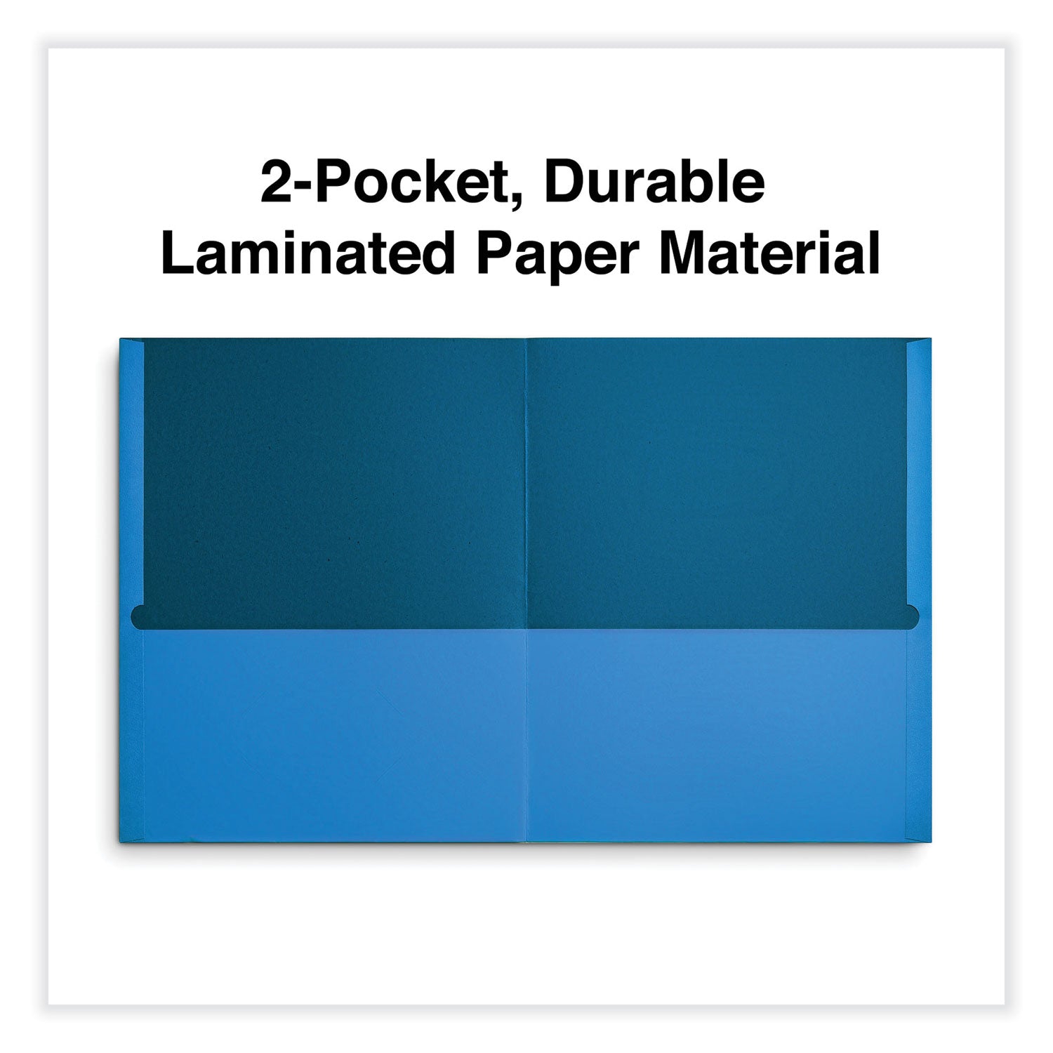 Two-Pocket Portfolio, Embossed Leather Grain Paper, 11 x 8.5, Light Blue, 25/Box - 
