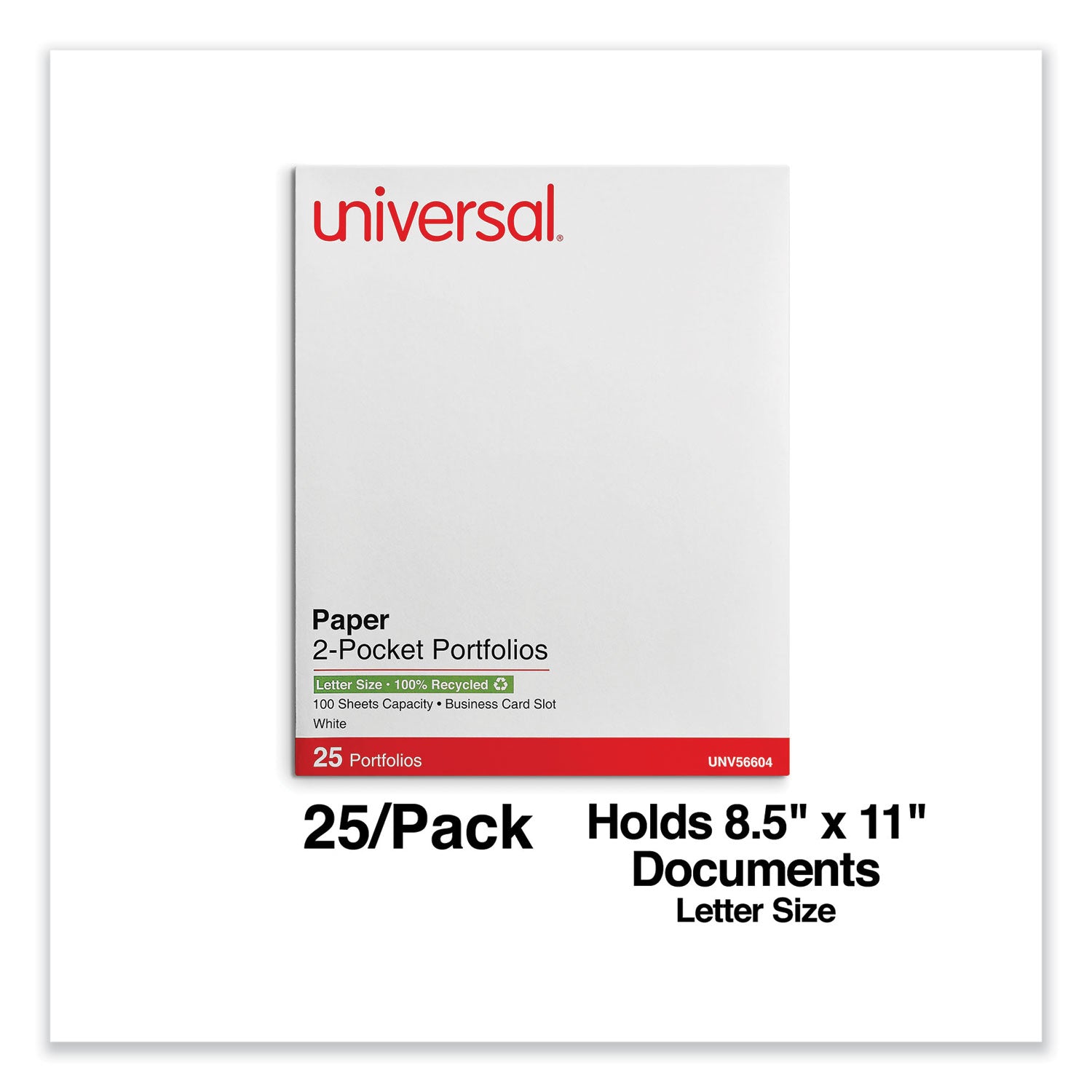 Two-Pocket Portfolio, Embossed Leather Grain Paper, 11 x 8.5, White, 25/Box - 