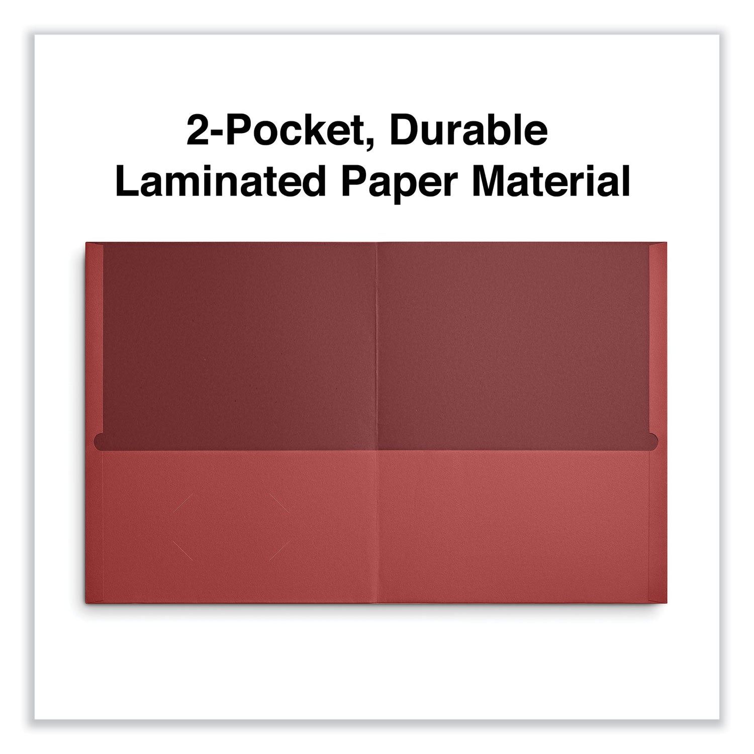 Two-Pocket Portfolio, Embossed Leather Grain Paper, 11 x 8.5, Red, 25/Box - 