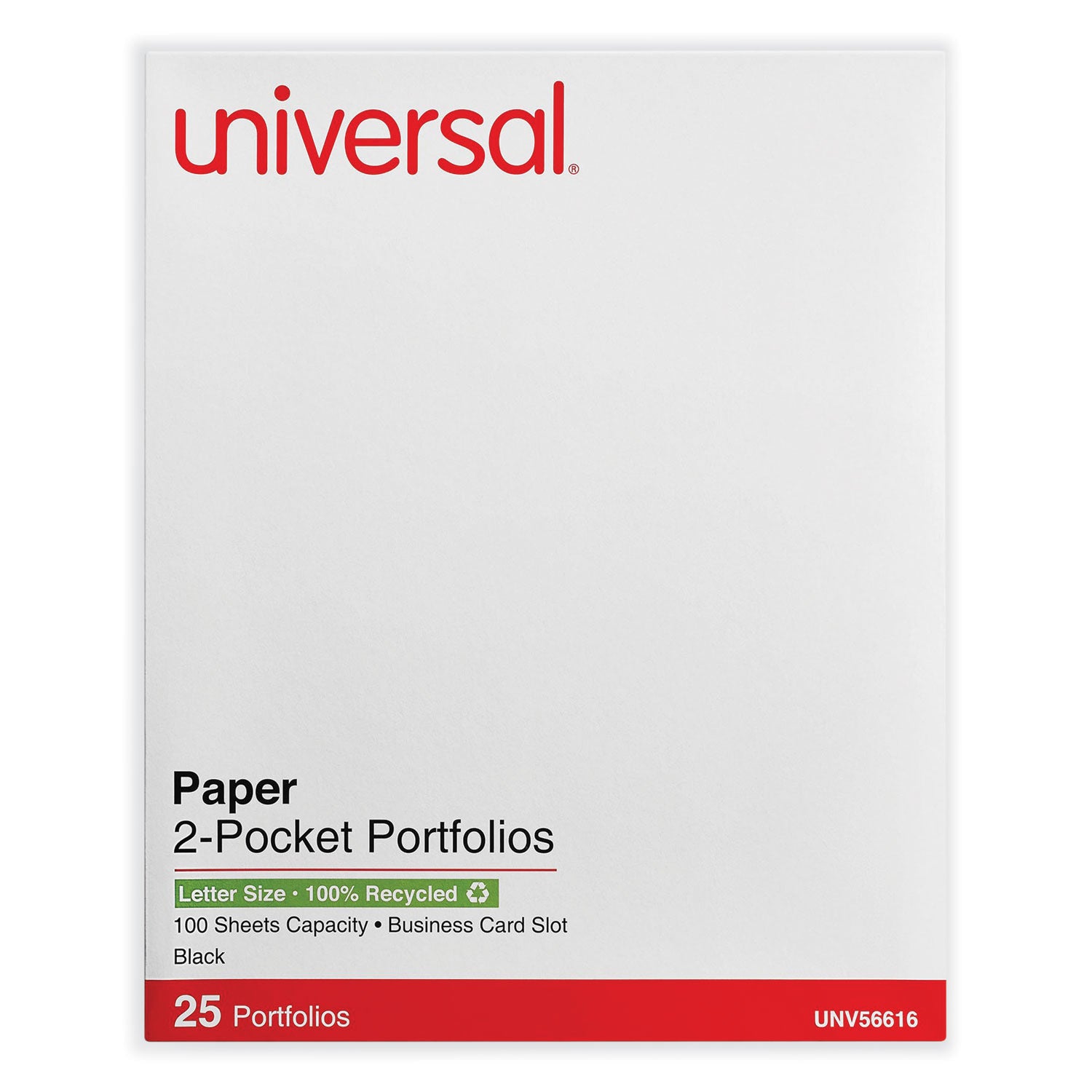 Two-Pocket Portfolio, Embossed Leather Grain Paper, 11 x 8.5, Black, 25/Box - 