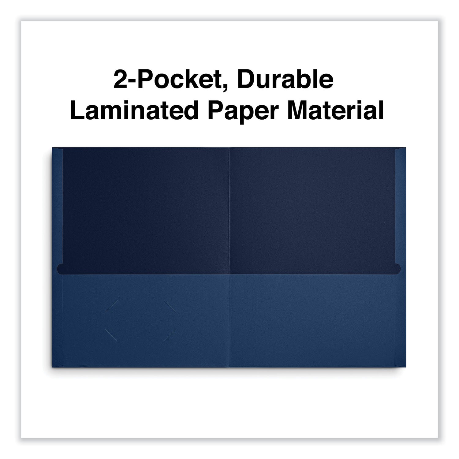 Two-Pocket Portfolio, Embossed Leather Grain Paper, 11 x 8.5, Dark Blue, 25/Box - 