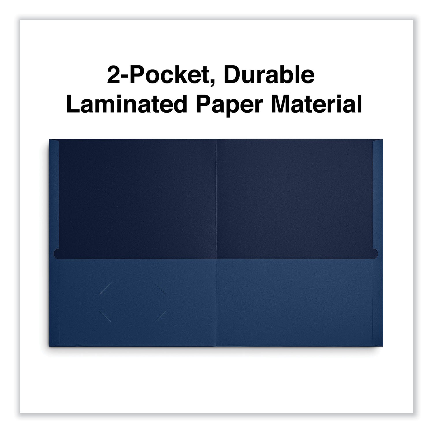 Two-Pocket Portfolio, Embossed Leather Grain Paper, 11 x 8.5, Dark Blue, 25/Box