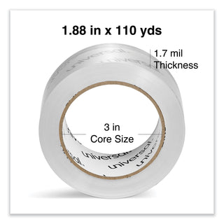 Deluxe General-Purpose Acrylic Box Sealing Tape, 1.7 mil, 3" Core, 1.88" x 109 yds, Clear, 6/Pack - 