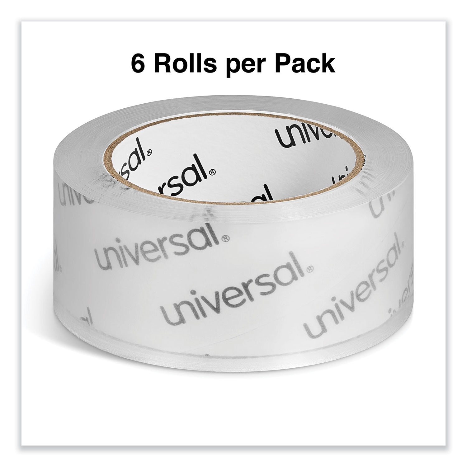 Deluxe General-Purpose Acrylic Box Sealing Tape, 1.7 mil, 3" Core, 1.88" x 109 yds, Clear, 6/Pack - 