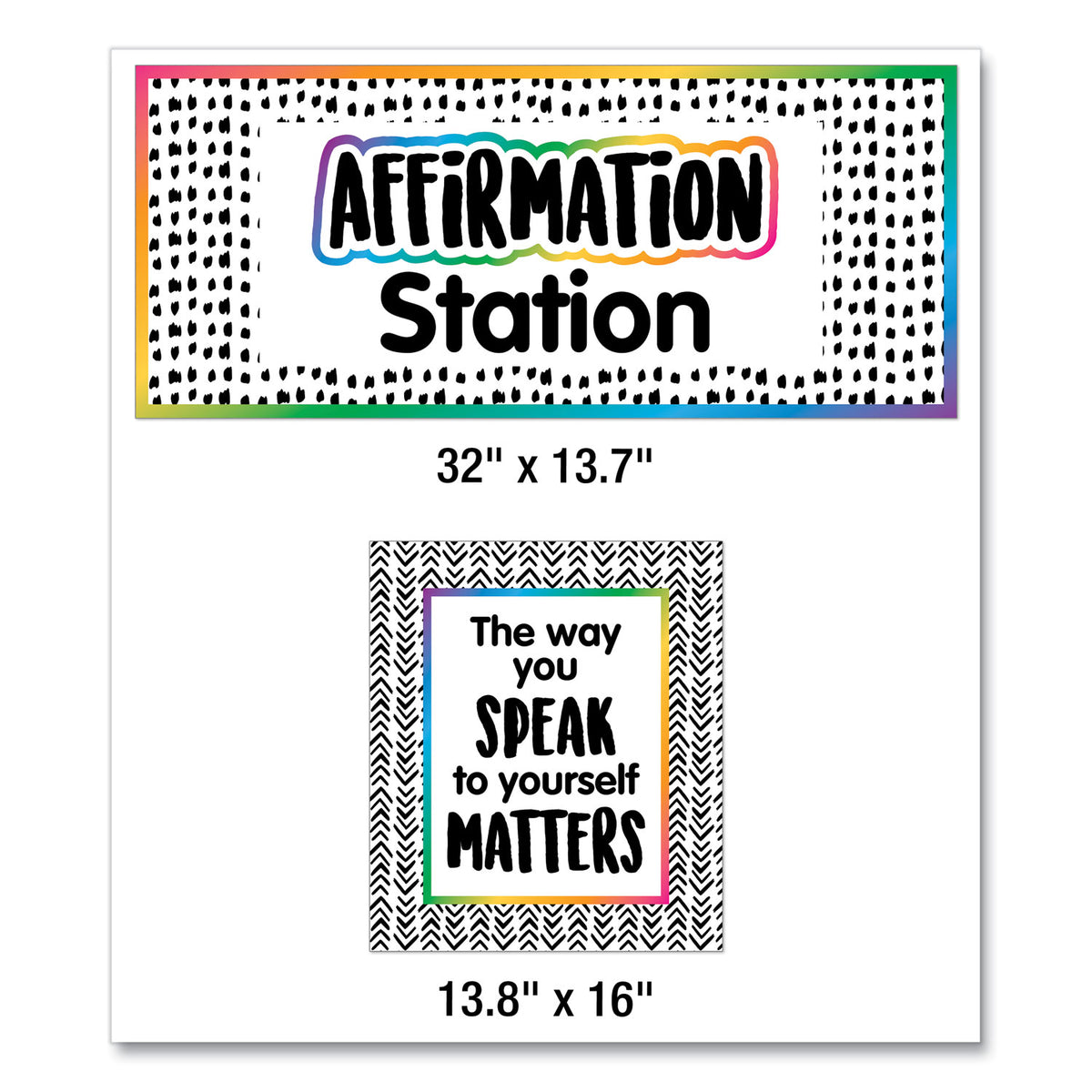 Motivational Bulletin Board Sets, Affirmation Station, Multicolor, 13.8 x 16, 32 Pieces