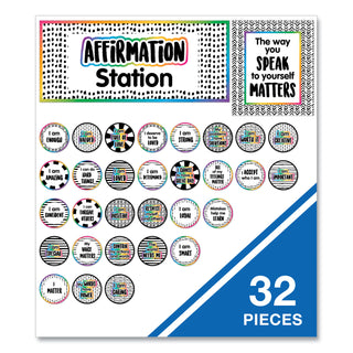 Motivational Bulletin Board Sets, Affirmation Station, Multicolor, 13.8 x 16, 32 Pieces