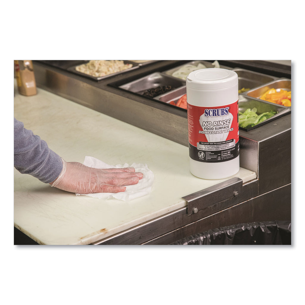 no-rinse-food-surface-disinfectant-wipes-1-ply-7-x-8-unscented-white-80-canister-6-carton_itw97080 - 3