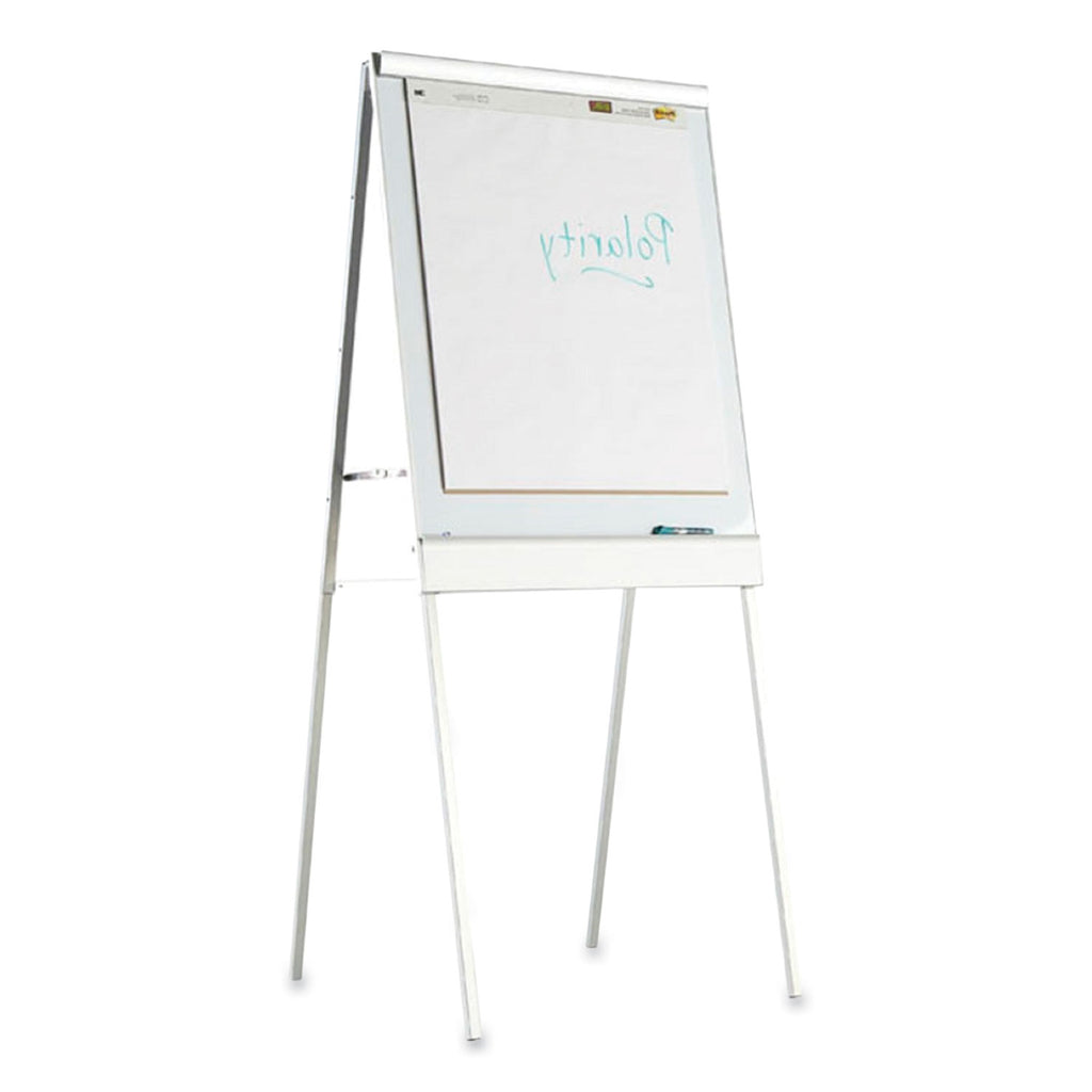 Polarity Height Adjustable Dry Erase Flipchart Easel, 30 x 20-31 x 50-74 Easel, 30 x 38 Board, White Surface, Silver Frame