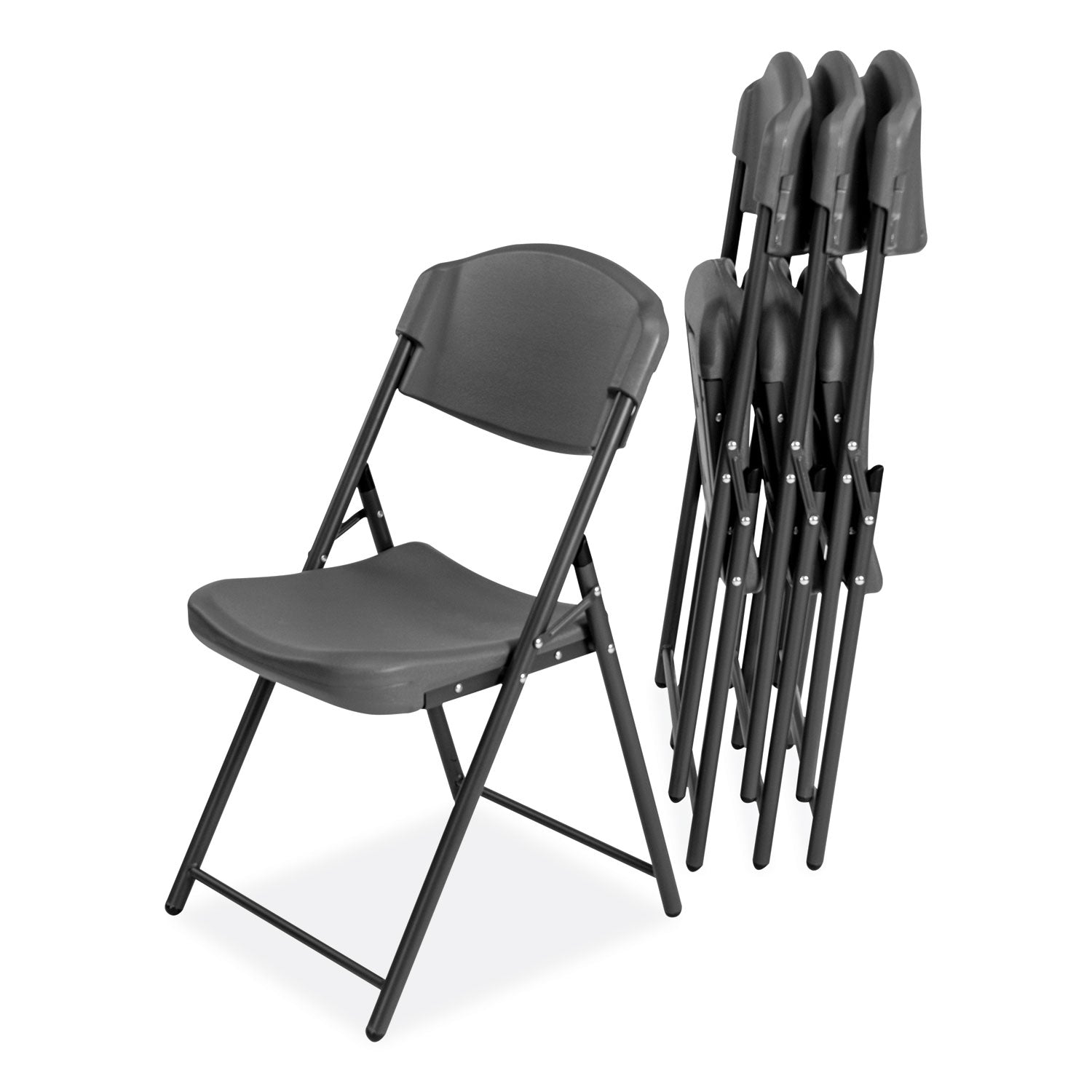 rough-n-ready-commercial-folding-chair-supports-up-to-350-lb-18-seat-height-charcoal-seat-back-charcoal-base-4-pack_ice64037 - 1