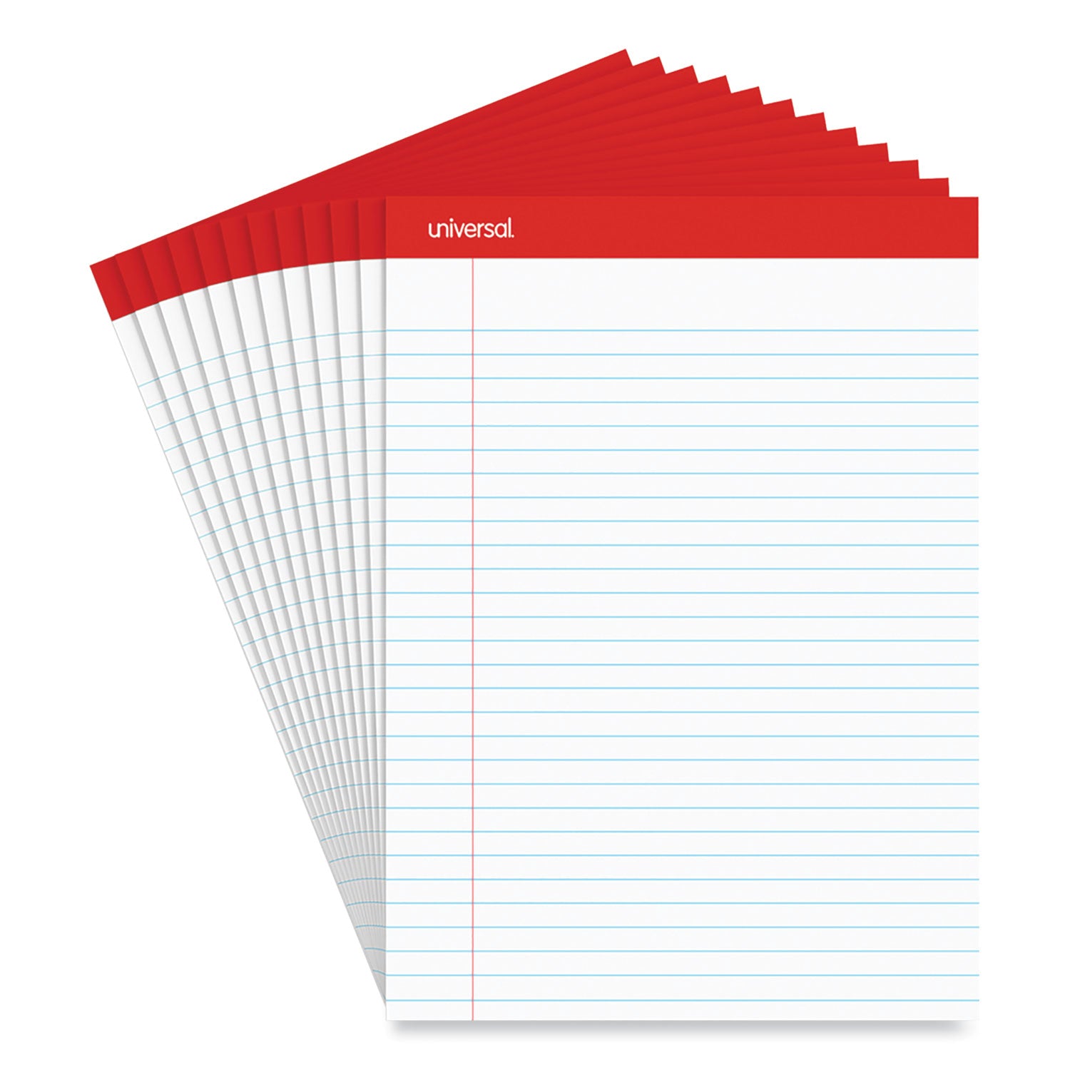 Perforated Ruled Writing Pads, Wide/Legal Rule, Red Headband, 50 White 8.5 x 11.75 Sheets, Dozen - 
